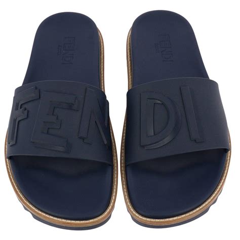 fendi embossed logo slides|Fendi logo slip on sandals.